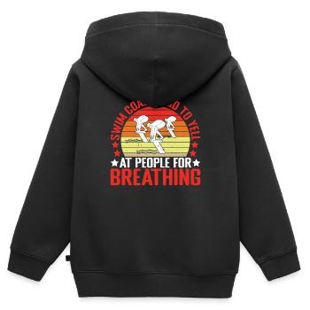 Swim Coach Paid To Yell At People For Breathing - Kinder Premium Organic Zip Hoodie - Schwarz - Hinten - AI Model Kid Male (0cm)