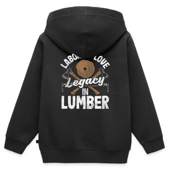 Labor Of Love Legacy In Lumber Woodworking - Kinder Premium Organic Zip Hoodie - Schwarz - Hinten - AI Model Kid Male (0cm)