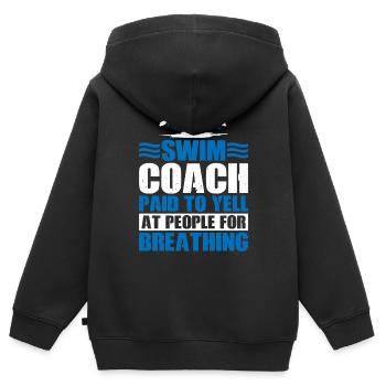 Swim Coach Paid To Yell At People For Breathing 3 - Kinder Premium Organic Zip Hoodie - Schwarz - Hinten - AI Model Kid Male (0cm)