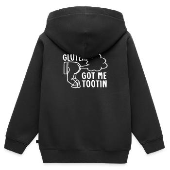 Glutenfrei Witzig - Kinder Premium Organic Zip Hoodie - Schwarz - Hinten - AI Model Kid Male (0cm)