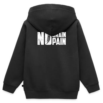Glutenfrei Lustig - Kinder Premium Organic Zip Hoodie - Schwarz - Hinten - AI Model Kid Male (0cm)