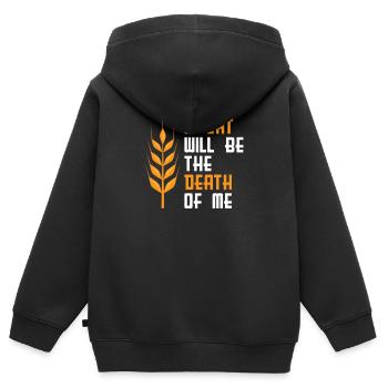 Glutenfrei Tod - Kinder Premium Organic Zip Hoodie - Schwarz - Hinten - AI Model Kid Male (0cm)