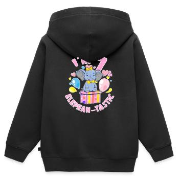 Birthday Elephant 7 Years Old Bday Party Gift - Kinder Premium Organic Zip Hoodie - Schwarz - Hinten - AI Model Kid Male (0cm)