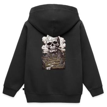 Landschaft & Totenkopf Okkulte Ästhetik - Kinder Premium Organic Zip Hoodie - Schwarz - Hinten - AI Model Kid Male (0cm)