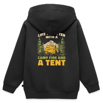 Tente scoute - Sweat Premium à capuche zippé enfant bio - noir - Dos - AI Model Kid Male (0cm)