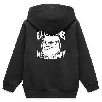 Glutenfrei Lustig - Kinder Premium Organic Zip Hoodie - Schwarz - Hinten - AI Model Kid Male (0cm)
