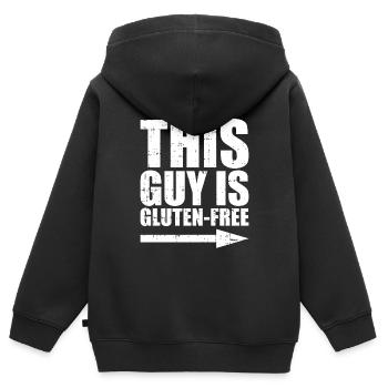 Glutenfrei Kerl - Kinder Premium Organic Zip Hoodie - Schwarz - Hinten - AI Model Kid Male (0cm)