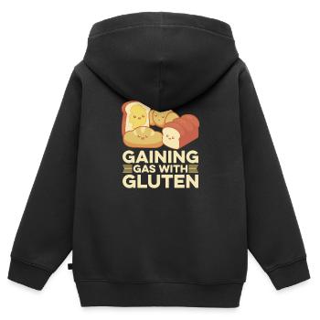 Glutenfrei Lustig - Kinder Premium Organic Zip Hoodie - Schwarz - Hinten - AI Model Kid Male (0cm)