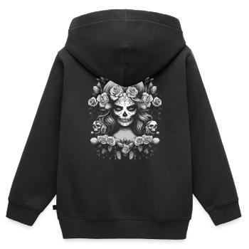 Esthétique gothique gothique - Sweat Premium à capuche zippé enfant bio - noir - Dos - AI Model Kid Male (0cm)