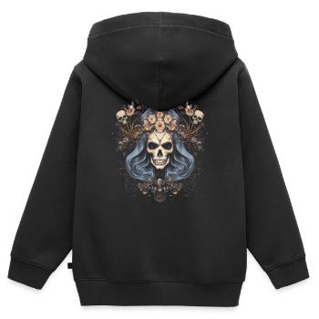Esthétique gothique gothique - Sweat Premium à capuche zippé enfant bio - noir - Dos - AI Model Kid Male (0cm)