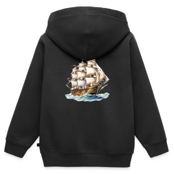 Segeln Segelschiff Segelboot für einen Segler, - Kinder Premium Organic Zip Hoodie - Schwarz - Hinten - AI Model Kid Male (0cm)
