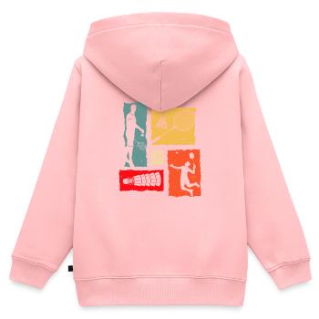 Badminton Rétro - Sweat Premium à capuche zippé enfant bio - rose - Dos - AI Model Kid Female (0cm)