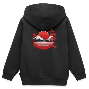 Rote Sonne Berge und Japan - Kinder Premium Organic Zip Hoodie - Schwarz - Hinten - AI Model Kid Male (0cm)