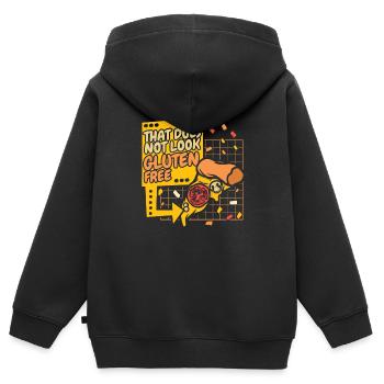 Glutenfrei Fun - Kinder Premium Organic Zip Hoodie - Schwarz - Hinten - AI Model Kid Male (0cm)
