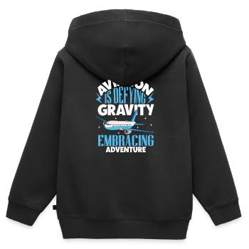Pilot Aviation Airplane Airline Future Pilots - Kinder Premium Organic Zip Hoodie - Schwarz - Hinten - AI Model Kid Male (0cm)
