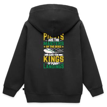 Pilot Aviation Airplane Airline Future Pilots - Kinder Premium Organic Zip Hoodie - Schwarz - Hinten - AI Model Kid Male (0cm)