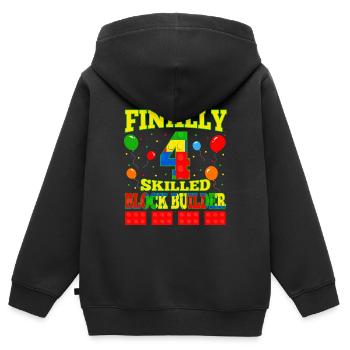 Block Builder 4 Years Old Block Building 4th Bday - Kinder Premium Organic Zip Hoodie - Schwarz - Hinten - AI Model Kid Male (0cm)