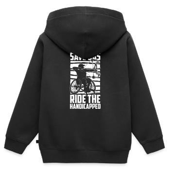 Fauteuil roulant Fauteuil roulant drôle - Sweat Premium à capuche zippé enfant bio - noir - Dos - AI Model Kid Male (0cm)