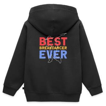 Breakdance - Sweat Premium à capuche zippé enfant bio - noir - Dos - AI Model Kid Male (0cm)