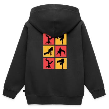 Breakdance - Sweat Premium à capuche zippé enfant bio - noir - Dos - AI Model Kid Male (0cm)
