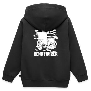 Rollstuhl Rollstuhlfahrer Treiber - Kinder Premium Organic Zip Hoodie - Schwarz - Hinten - AI Model Kid Male (0cm)