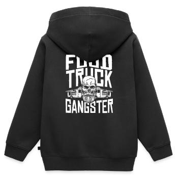 Crâne de nourriture de rue - Sweat Premium à capuche zippé enfant bio - noir - Dos - AI Model Kid Male (0cm)