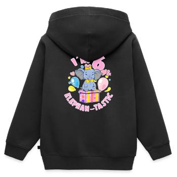 Birthday Elephant 6 Years Old Bday Party Gift - Kids Premium Organic Zip-up Hoodie - black - Back - AI Model Kid Male (0cm)