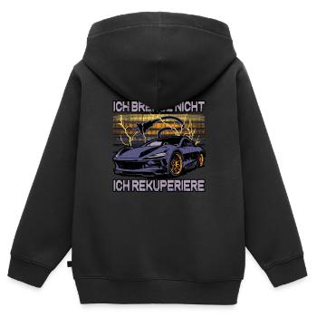 Lustiger Elektrofahrzeug-Witz Team EV E-Auto-Fan - Kinder Premium Organic Zip Hoodie - Schwarz - Hinten - AI Model Kid Male (0cm)