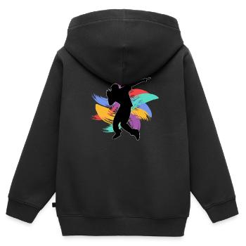 Hip-hop - Sweat Premium à capuche zippé enfant bio - noir - Dos - AI Model Kid Male (0cm)