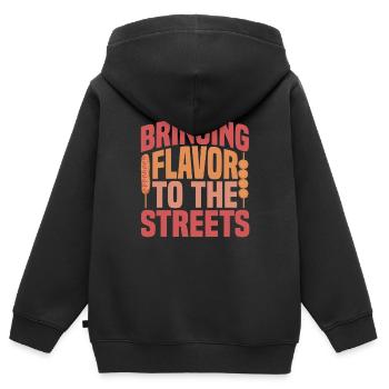 Corndog de rue - Sweat Premium à capuche zippé enfant bio - noir - Dos - AI Model Kid Male (0cm)