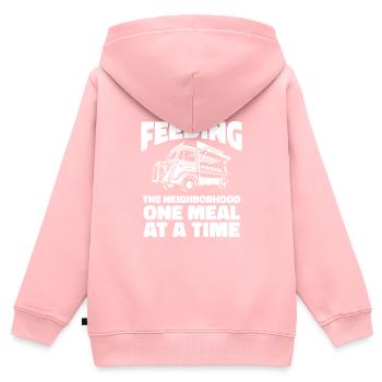 Quartier de street food - Sweat Premium à capuche zippé enfant bio - rose - Dos - AI Model Kid Female (0cm)
