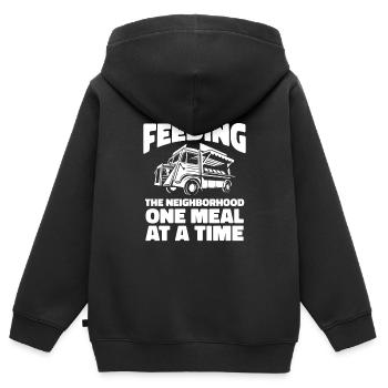 Quartier de street food - Sweat Premium à capuche zippé enfant bio - noir - Dos - AI Model Kid Male (0cm)