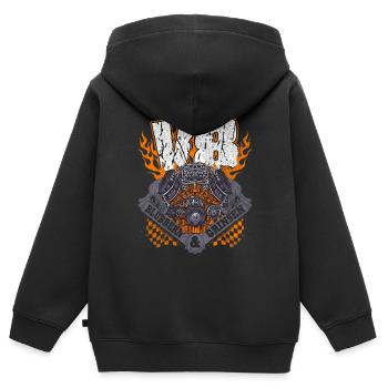 V8 Blubbern und Grinsen Achtzylinder Spruch - Kinder Premium Organic Zip Hoodie - Schwarz - Hinten - AI Model Kid Male (0cm)