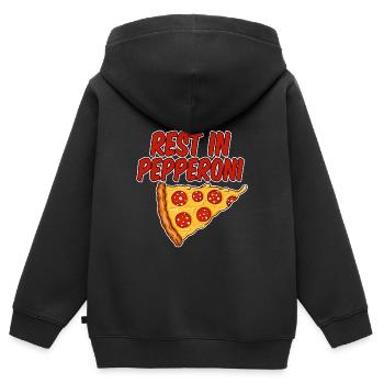 Reste à Pepperoni 4 - Sweat Premium à capuche zippé enfant bio - noir - Dos - AI Model Kid Male (0cm)