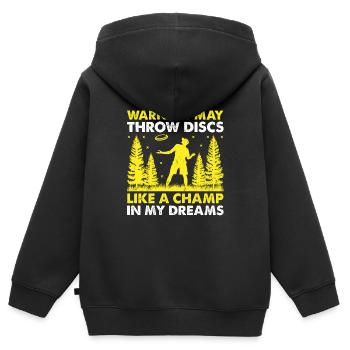 Disc Golf Player Disc Golfer Frisbee Player Par Pu - Sweat Premium à capuche zippé enfant bio - noir - Dos - AI Model Kid Male (0cm)