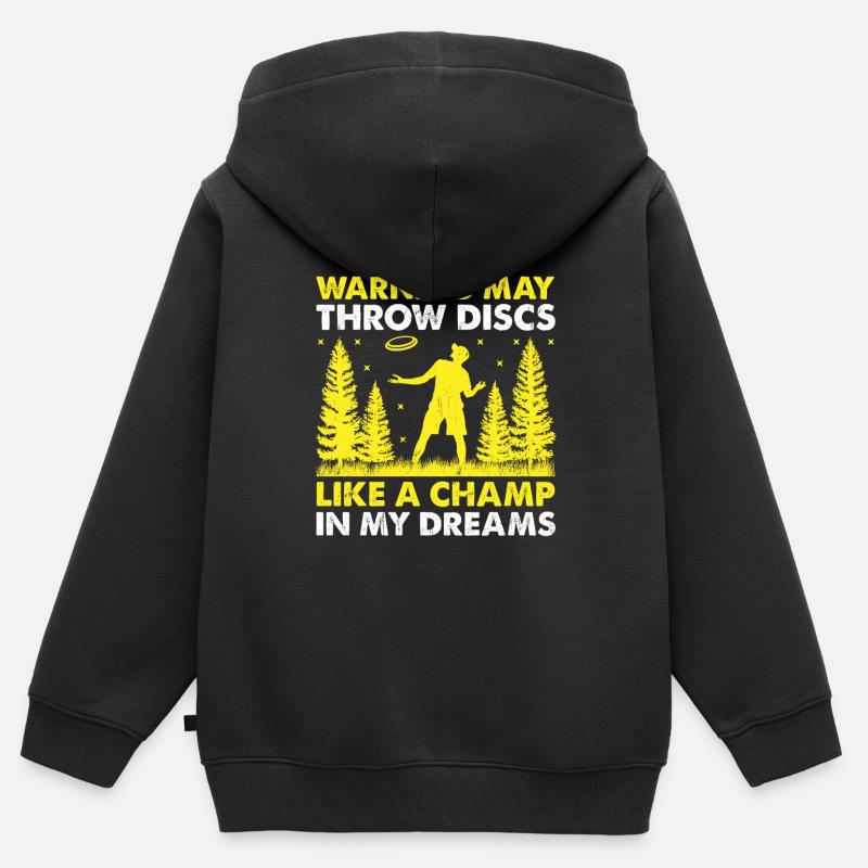 Disc Golf Player Disc Golfer Frisbee Player Par Pu - Sweat Premium à capuche zippé enfant bio - noir