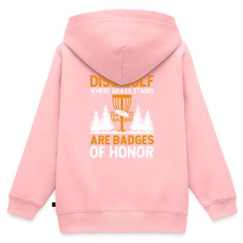 Disc Golf Player Disc Golfer Frisbee Player Par Pu - Sweat Premium à capuche zippé enfant bio - rose - Dos - AI Model Kid Female (0cm)