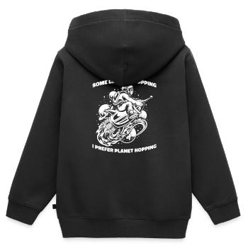 Espace Espace drôle Colonisation de l’espace - Sweat Premium à capuche zippé enfant bio - noir - Dos - AI Model Kid Male (0cm)
