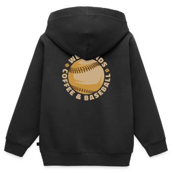 Baseball Baseball Maman - Sweat Premium à capuche zippé enfant bio - noir - Dos - AI Model Kid Male (0cm)