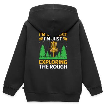 Disc Golf Player Disc Golfer Frisbee Player Par Pu - Sweat Premium à capuche zippé enfant bio - noir - Dos - AI Model Kid Male (0cm)
