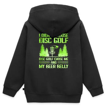 Disc Golf Player Disc Golfer Frisbee Player Par Pu - Sweat Premium à capuche zippé enfant bio - noir - Dos - AI Model Kid Male (0cm)