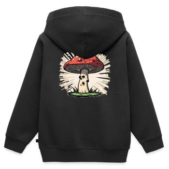 Fliegenpilz - Kinder Premium Organic Zip Hoodie - Schwarz - Hinten - AI Model Kid Male (0cm)