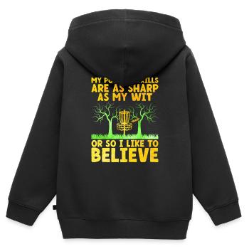 Disc Golf Player Disc Golfer Frisbee Player Par Pu - Sweat Premium à capuche zippé enfant bio - noir - Dos - AI Model Kid Male (0cm)