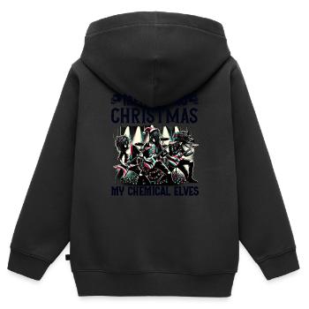 Joyeux Emo Noël Mes Elfes Chimiques Emocore - Sweat Premium à capuche zippé enfant bio - noir - Dos - AI Model Kid Male (0cm)