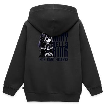 Sonnerie Slay Bells pour Emo Hearts Emocore Esthétique - Sweat Premium à capuche zippé enfant bio - noir - Dos - AI Model Kid Male (0cm)