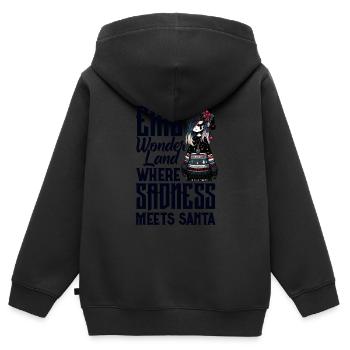 Emo Wonderland où la tristesse rencontre Santa Emocore - Sweat Premium à capuche zippé enfant bio - noir - Dos - AI Model Kid Male (0cm)