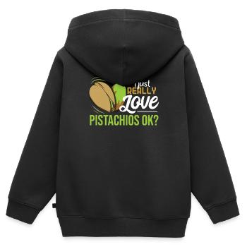 Pistachio Christmas Dinner Gift - Kids Premium Organic Zip-up Hoodie - black - Back - AI Model Kid Male (0cm)