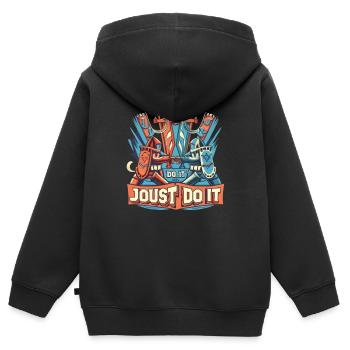 Armure médiévale de la Renaissance Knight Knight - Sweat Premium à capuche zippé enfant bio - noir - Dos - AI Model Kid Male (0cm)