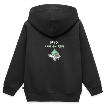 Let's Go Reisen Und Blog-Enthusiasten Abenteuer - Kinder Premium Organic Zip Hoodie - Schwarz - Hinten - AI Model Kid Male (0cm)