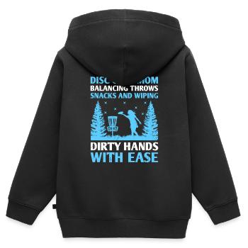 Disc Golf Player Disc Golfer Frisbee Player Par Pu - Sweat Premium à capuche zippé enfant bio - noir - Dos - AI Model Kid Male (0cm)